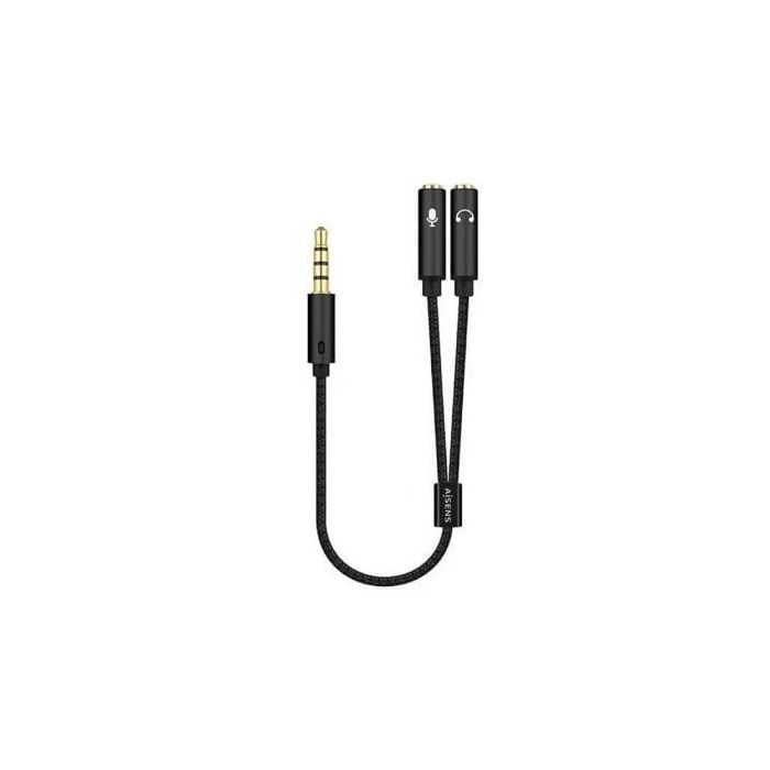 Aisens Cable Adaptador Audio Jack 3.5mm 4 Pines-M a 2xJack 3.5mm 3 Pines-H, Negro, 25 cm Aisens Cable Adaptador Audio Jack 3.5mm 4 Pines-M a 2xJack 3.5mm 3 Pines-H, Negro, 25 cm