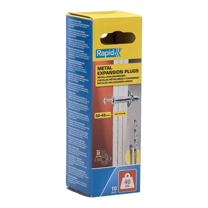 Rapid Taco de expansión metálico Ø11x80 tornillo m5x89, resistencia 40 kg, para pladur, yeso y paredes huecas, grosor 32-45mm, bolsa 10 unid 2