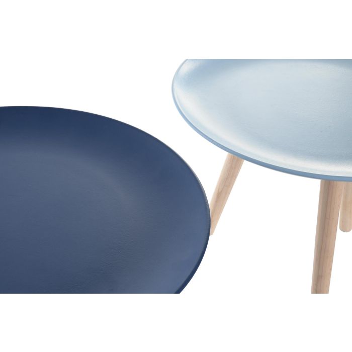 DKD Home Decor Mesita Auxiliar Mediterraneo Azul Celeste 44 x 35 x 44 cm (2 Unidades)