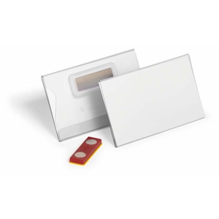 Durable 824419 - Portaetiquetas magnético, 54x90mm, plástico transparente, horizontal, pack de 25 unidades, antidistorisión