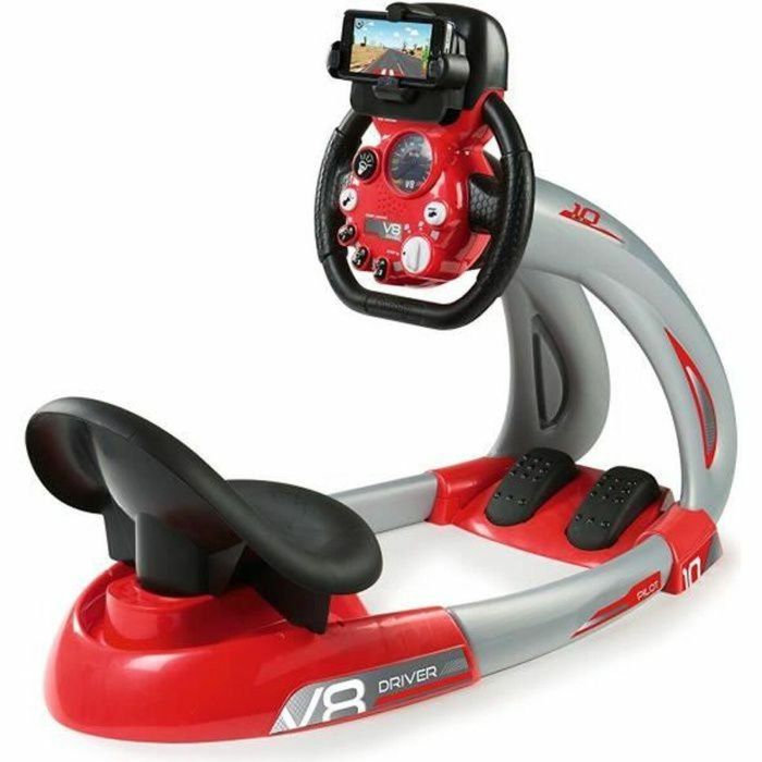 Smoby Simulador de Manejo Electrónico Pilot V8 + Soporte para Smartphone y App Gratuita
