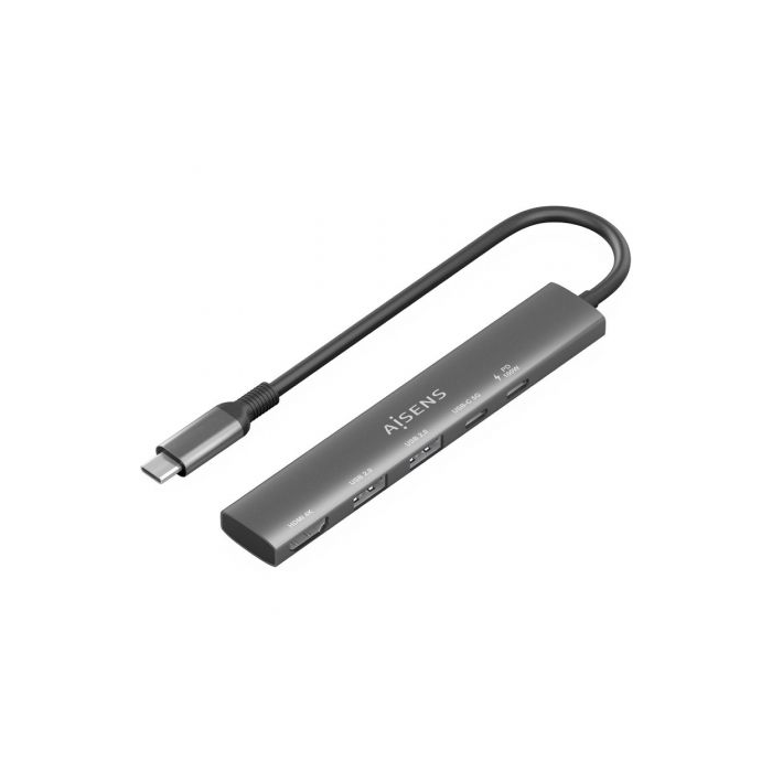Aisens ASUC-5P022-GR Docking Station USB-C 5 en 1 para portátiles, HDMI 4K, 2x USB-A, USB-C Datos y PD 100W, Gris Aisens ASUC-5P022-GR Docking Station USB-C 5 en 1 para portátiles, HDMI 4K, 2x USB-A, USB-C Datos y PD 100W, Gris