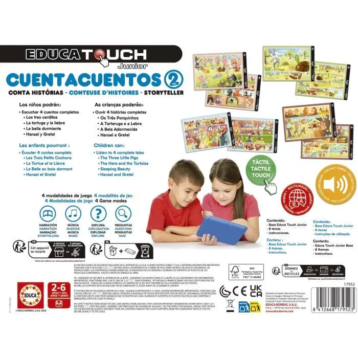 Educa Cuenta Cuentos 2 17952, Libro Interactivo para Niños a Partir de 2 Años con 4 Historias y 8 Actividades Didácticas Educa Cuenta Cuentos 2 17952, Libro Interactivo para Niños a Partir de 2 Años con 4 Historias y 8 Actividades Didácticas