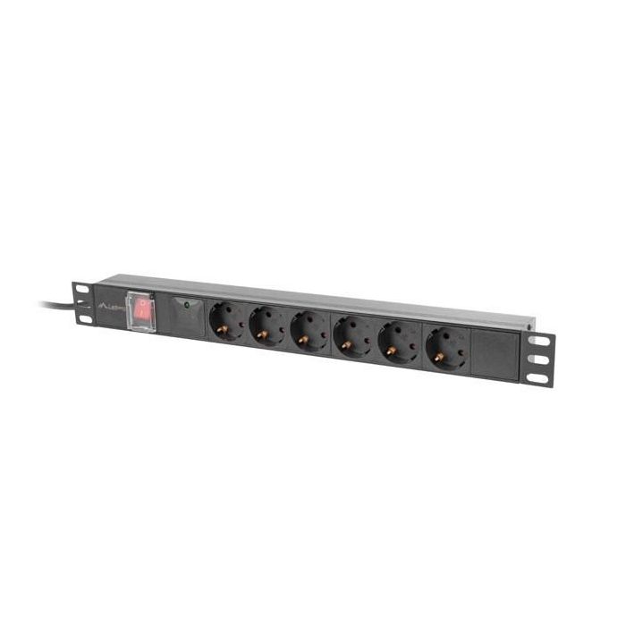 LANBERG PDU-06F-0200-BK Unidad de Distribución de Energía (PDU) con 6 Salidas AC Tipo F, Montaje 1U, Negro 1