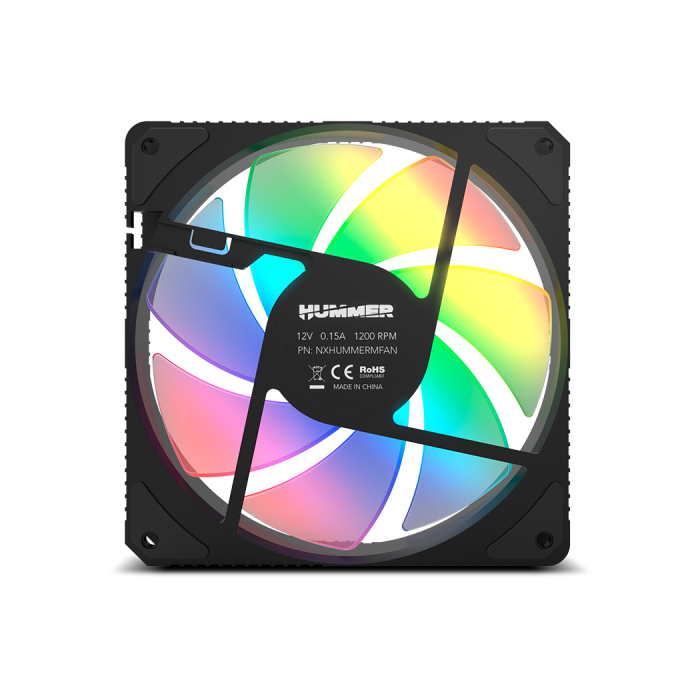 NOX NXHUMMERMFAN Ventilador 120mm ARGB Espejo Infinito 1200 RPM Hidráulico 35.5 CFM Silencioso 23 dB 4