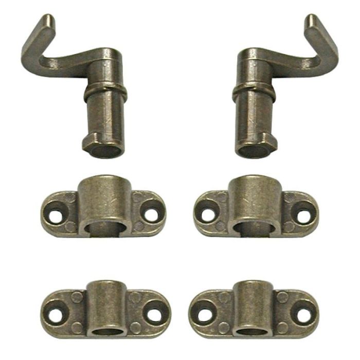 Herrajes Alk - Kit Accesorios Cerradura Falleba Metálico Cuero: 1 Gancho Dcha, 1 Izda, 2 Puentes Gancho, 2 Puentes Varilla