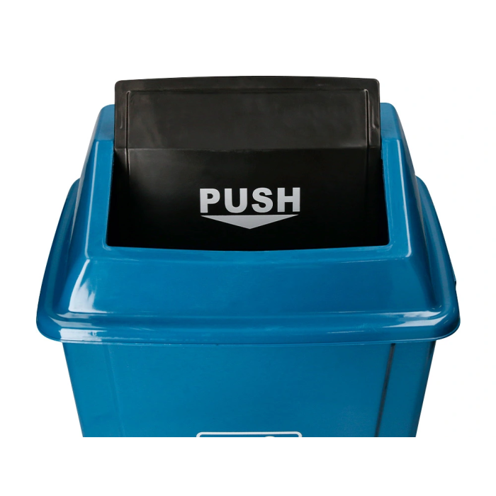 Q-connect Papelera Contenedor Plástico con Tapa de Balancín, 58 Litros, Azul, 470x330x760 mm 4