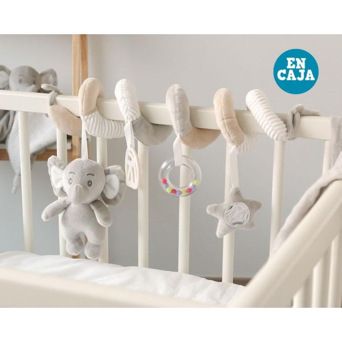 KioKids Peluche Espiral Elefante Interactivo con Mordedor Sonajero para Cuna y Carrito Bebé +0 Meses Gris Beige 35 cm 0 KioKids Peluche Espiral Elefante Interactivo con Mordedor Sonajero para Cuna y Carrito Bebé +0 Meses Gris Beige 35 cm 0