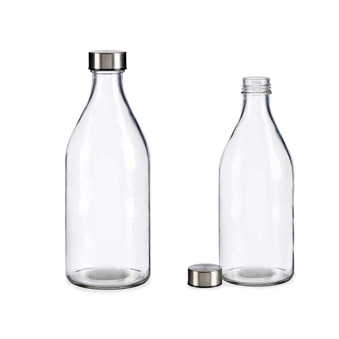 Vivalto Botella Redonda de Cristal Transparente con Tapón de Acero, Capacidad 1 Litro, Medidas 9.5 x 25.5 x 9.5 cm (12 Unidades) Vivalto Botella Redonda de Cristal Transparente con Tapón de Acero, Capacidad 1 Litro, Medidas 9.5 x 25.5 x 9.5 cm (12 Unidades)