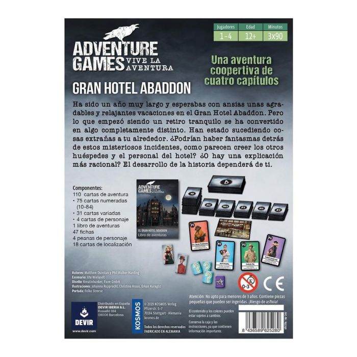 Devir Adventure Games: Gran Hotel Abaddon Juego de Mesa Cooperativo de Investigación y Aventuras para 1-4 Jugadores 1 Devir Adventure Games: Gran Hotel Abaddon Juego de Mesa Cooperativo de Investigación y Aventuras para 1-4 Jugadores 1