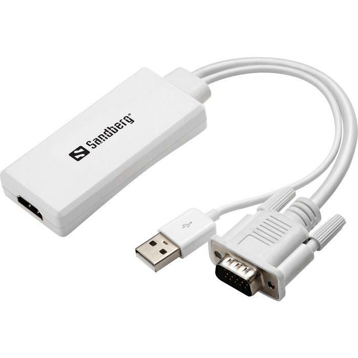 Sandberg VGA+Audio a HDMI Converter para Ordenador a TV | Adaptador de Video y Audio de Alta Calidad para Conectar PC al Televisor