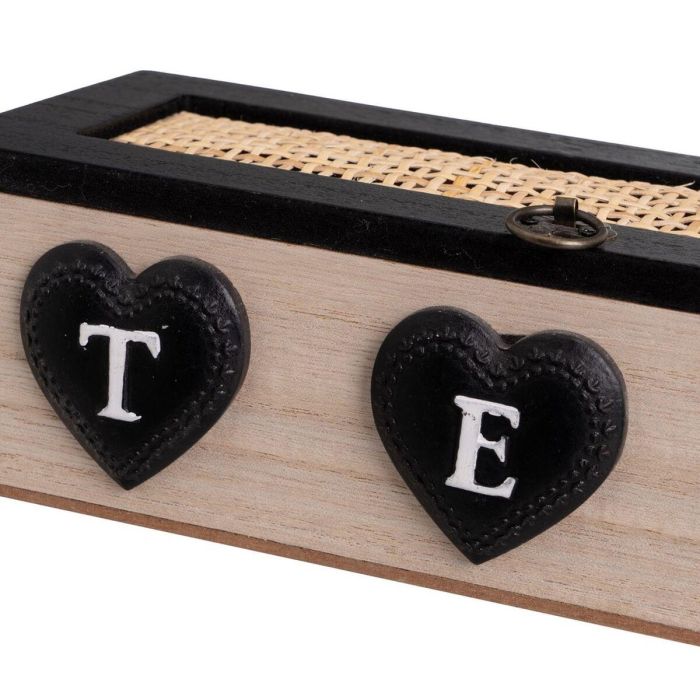 Caja para Infusiones HEARTS Negro Natural Poliresina Madera MDF 24 x 11 x 7 cm 5