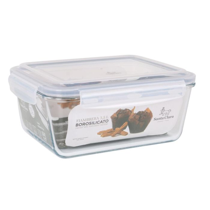 Fiambrera Hermética Santa Clara Transparente Rectangular 3,5 L (3 Unidades) 4 Fiambrera Hermética Santa Clara Transparente Rectangular 3,5 L (3 Unidades) 4