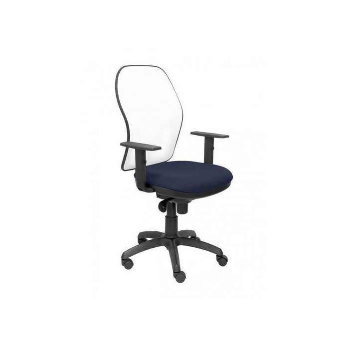 Silla Piqueras Y Crespo Jorquera Brazos Regulables Mecanismo Sincro Con Regulador De Tension Respaldo De Malla Blanca Y Asiento Tapizado Bali Azul Marino