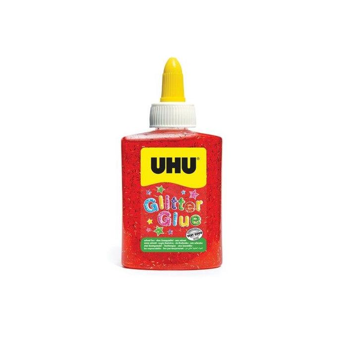 Cola Glitter Glue Uhu Bote De 88Ml Rojo 6 unidades