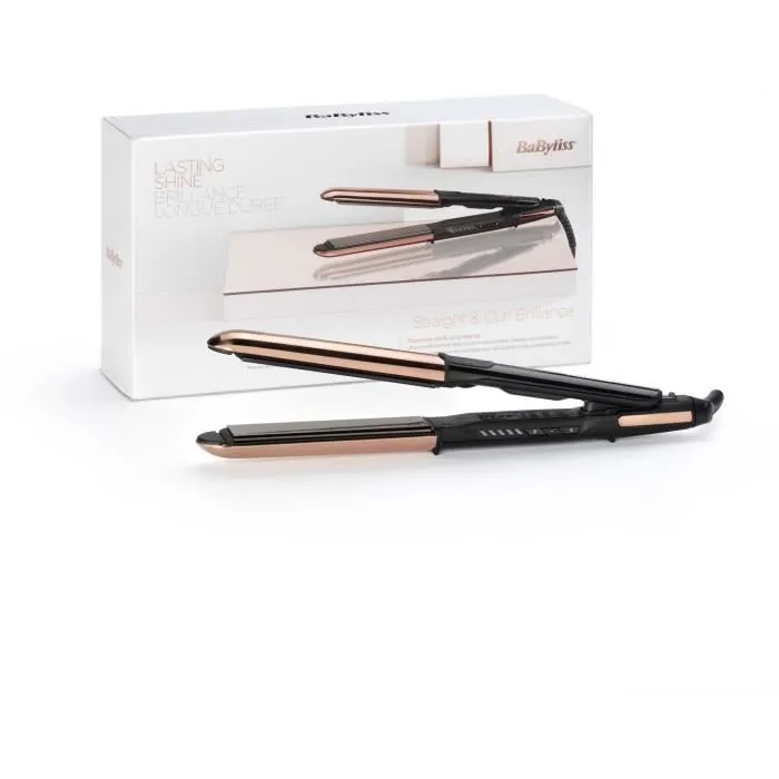 BaByliss ST482E Plancha para el Pelo con Brillo y Rizos, 5 Temperaturas hasta 235°C, Planchas de 28mm en Titanio Real 1