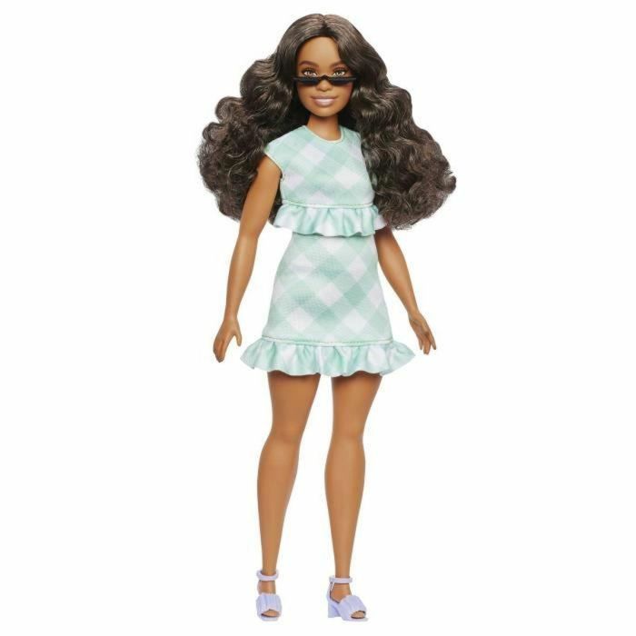 Barbie Muñeca Barbie Fashionistas con vestido verde menta y gafas HYT96 5