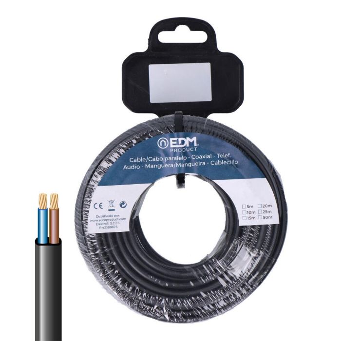 Edm Manguera plana h05vvh2-f 2x1,00 mm² negra 10 m