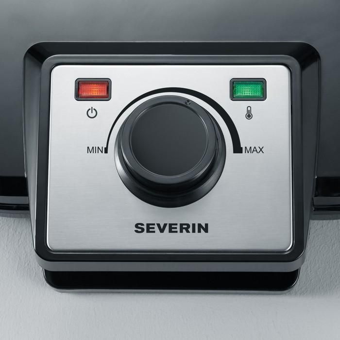 Severin WA2106 Gofrera Eléctrica 1200W, para 10 obleas, Termostato Ajustable, Placas Antiadherentes, Almacenamiento Vertical, Negro 3