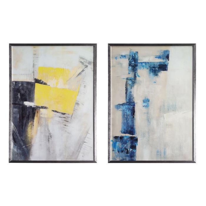 Cuadro Urban DKD Home Decor Gris Amarillo 3 x 100 x 70 cm (2 Unidades)