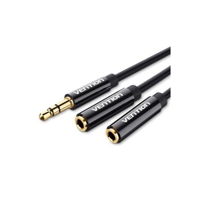 Vention BBSBY Cable Divisor Estéreo Jack 3.5mm Macho a 2 Hembras, 30cm, Negro, Conector Delgado para Teléfono, Chapado en Oro 0 Vention BBSBY Cable Divisor Estéreo Jack 3.5mm Macho a 2 Hembras, 30cm, Negro, Conector Delgado para Teléfono, Chapado en Oro 0