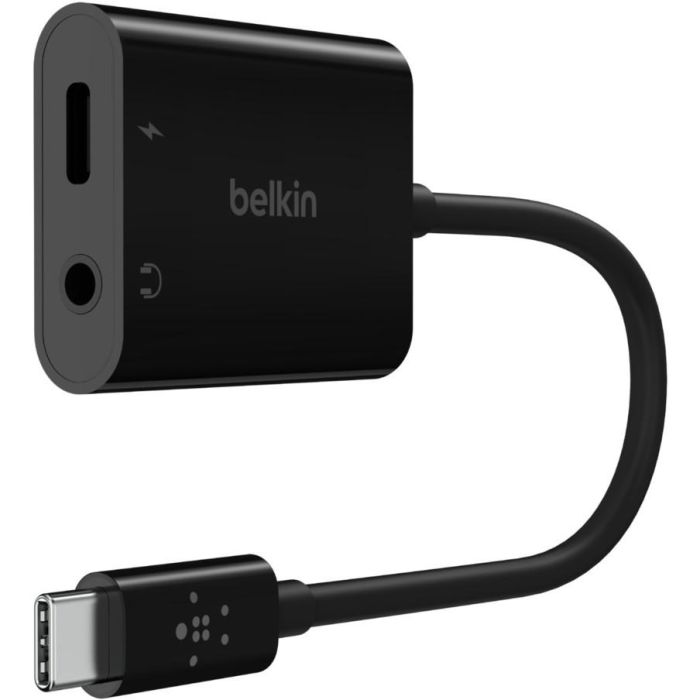 Belkin Adaptador de Audio y Carga RockStar USB-C a Jack 3.5mm para Auriculares Negro