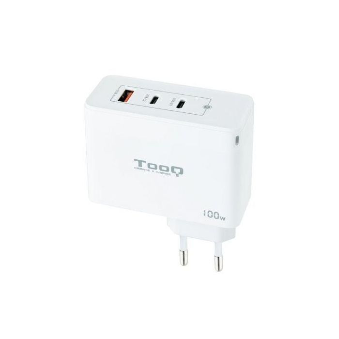 TooQ TQWC-GANQC2PD100W Cargador de Pared GaN 100W con 2xUSB-C PD y 1xUSB-A QC Blanco TooQ TQWC-GANQC2PD100W Cargador de Pared GaN 100W con 2xUSB-C PD y 1xUSB-A QC Blanco
