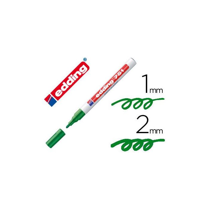 Rotulador Edding Punta Fibra 751 Verde Punta Redonda 1-2 mm 10 unidades