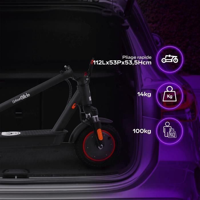 Patinete eléctrico plegable - URBANGLIDE - 100 MAX - 350W - 10 ruedas - Adulto - Negro 5 Patinete eléctrico plegable - URBANGLIDE - 100 MAX - 350W - 10 ruedas - Adulto - Negro 5