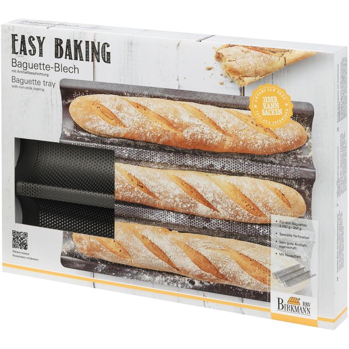 Bandeja perforada para hornear - BIRKMANN - EASY BAKING - Acero al carbono - Antiadherente - Para 3 baguettes - 39,5 x 29,5 x 4,5 cm 3 Bandeja perforada para hornear - BIRKMANN - EASY BAKING - Acero al carbono - Antiadherente - Para 3 baguettes - 39,5 x 29,5 x 4,5 cm 3