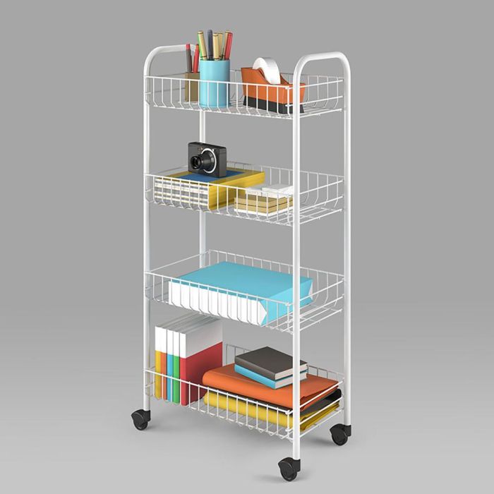 Metaltex Carro multiusos 4 estantes con ruedas 41 x 23 x 84 cm alambre plastificado 2