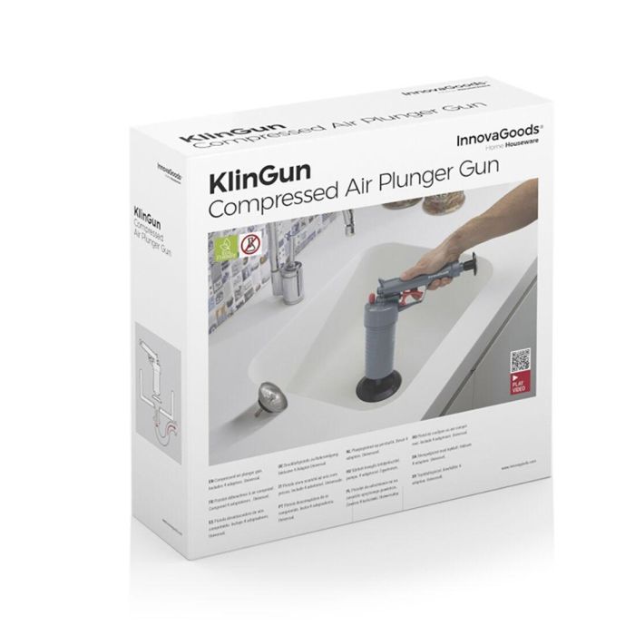 Pistola Desatascadora de Aire Comprimido Universal con Adaptadores KlinGun InnovaGoods 1
