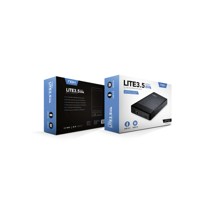 Nox NXLITEHDD35 Caja Externa para Disco Duro 3.5" SATA USB 3.0 Negra Aluminio Ligera Compacta 3