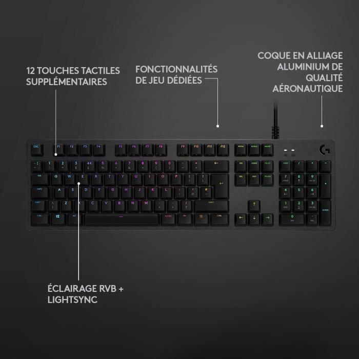 Logitech G G512 Teclado mecánico para juegos LIGHTSYNC RGB Carbono, alto rendimiento con interruptores mecánicos y relé USB 4 Logitech G G512 Teclado mecánico para juegos LIGHTSYNC RGB Carbono, alto rendimiento con interruptores mecánicos y relé USB 4