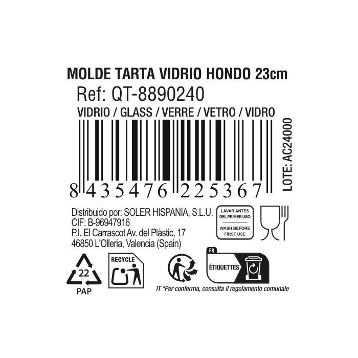 Quttin Fuente de Vidrio Honda Ø23x5.3 cm - 1.7 L (6 Unidades)