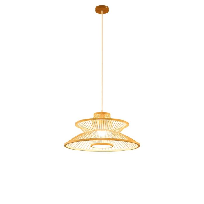 DKD Home Decor Lámpara Techo Urban Marron Claro Bambu 50 x 22 x 50 cm Hecho a Mano 2