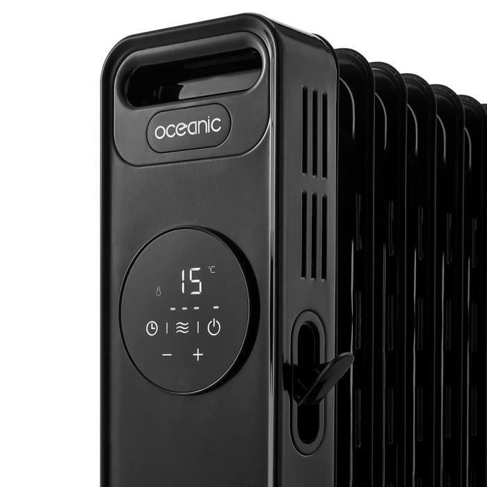 Calentador eléctrico en baño de aceite 1500W OCEANIC - 3 potencias - Termostato electrónico - Mando a distancia - Móvil - Negro 3 Calentador eléctrico en baño de aceite 1500W OCEANIC - 3 potencias - Termostato electrónico - Mando a distancia - Móvil - Negro 3