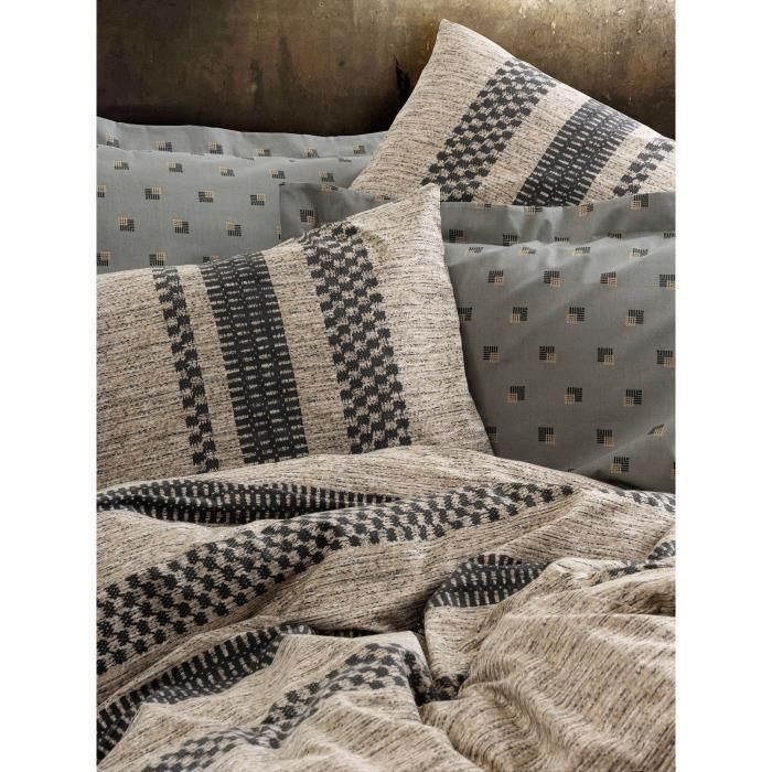 Juego de cama - 1 funda nórdica 220x240 cm + 2 fundas de almohada 60x60 cm - 100% algodón - Marrón 1 Juego de cama - 1 funda nórdica 220x240 cm + 2 fundas de almohada 60x60 cm - 100% algodón - Marrón 1