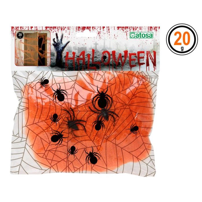 Telaraña Naranja con 2 Arañas Negras 20 gr para Decoración Halloween 0 Telaraña Naranja con 2 Arañas Negras 20 gr para Decoración Halloween 0