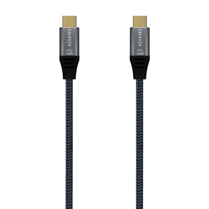 AISENS - CABLE USB 2.0 ALUMINIO 5A 100W E-MARK, USB-C/M-USB-C/M, GRIS, 1.0M