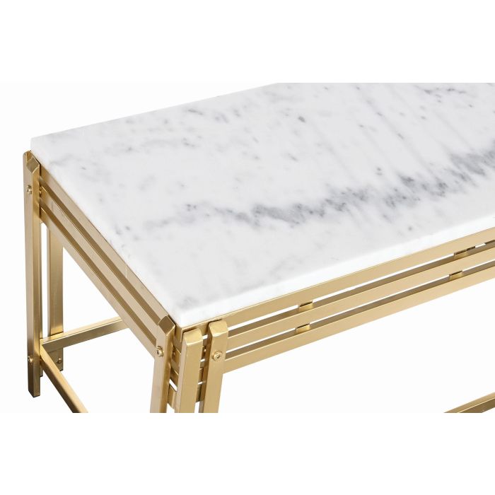 DKD Home Decor Mesa Centro Glam Dorado Blanco Metal Marmol 80 x 40 x 40 cm 1