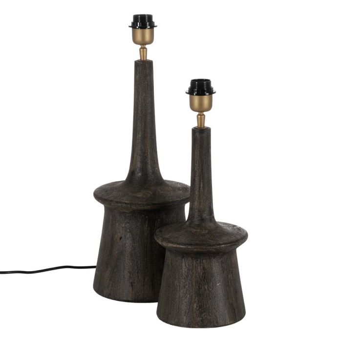 Base Lámpara Mesa Marrón Madera de Mango 18 X 18 X 35 cm