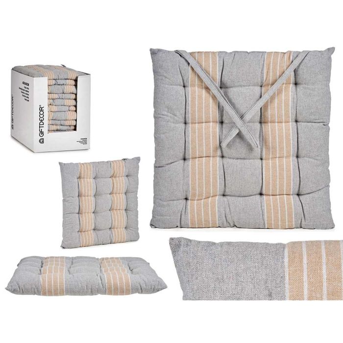 Cojín Silla Rayas Gris Giftdecor 40x5.5x40 cm - Algodón y Poliéster (12 Unidades) Cojín Silla Rayas Gris Giftdecor 40x5.5x40 cm - Algodón y Poliéster (12 Unidades)