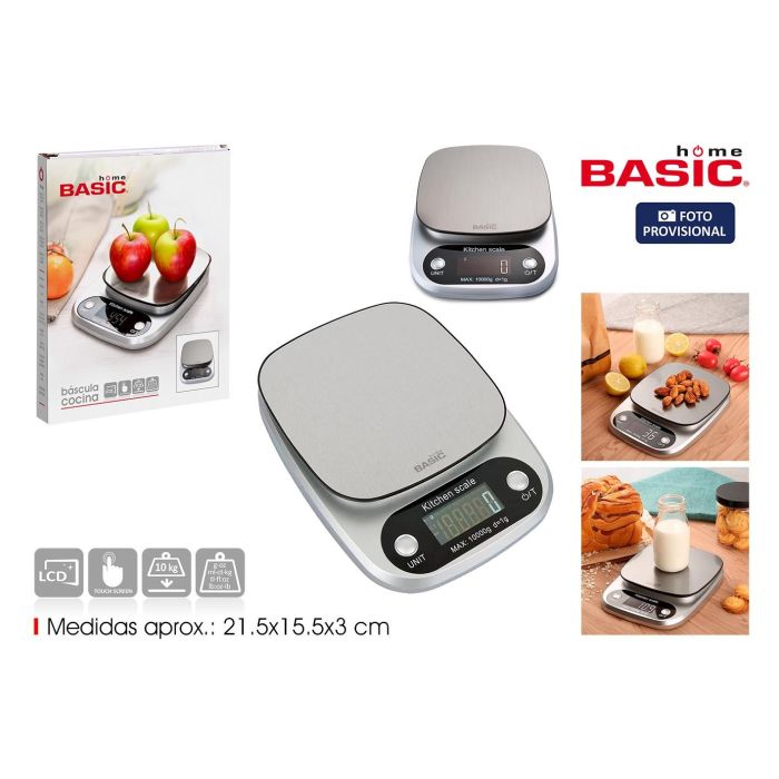 Basic Home Báscula Digital de Cocina 10 kg - Plataforma 21.5x15.5x3 cm (12 Unidades)