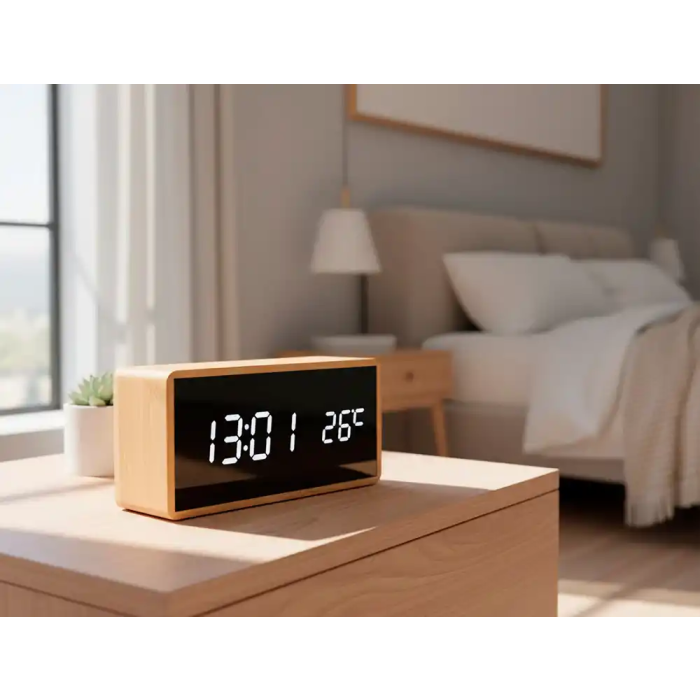 Q-connect Reloj Digital Sobremesa con Temperatura y 3 Alarmas 150x45x70mm 5