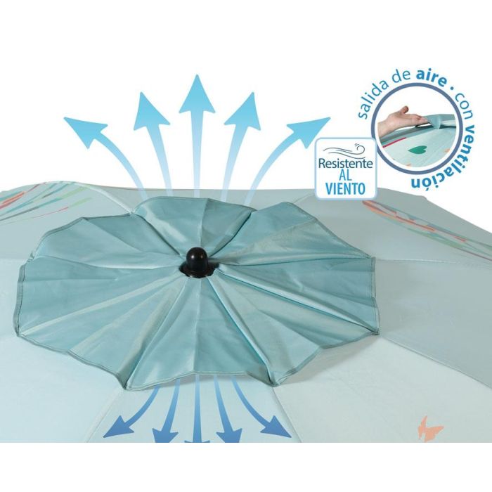 Atosa Sombrilla De Playa Reclinable De Aluminio Modelo Con Upf 50+ Celeste 200 cm 22-25 mm Azul 5