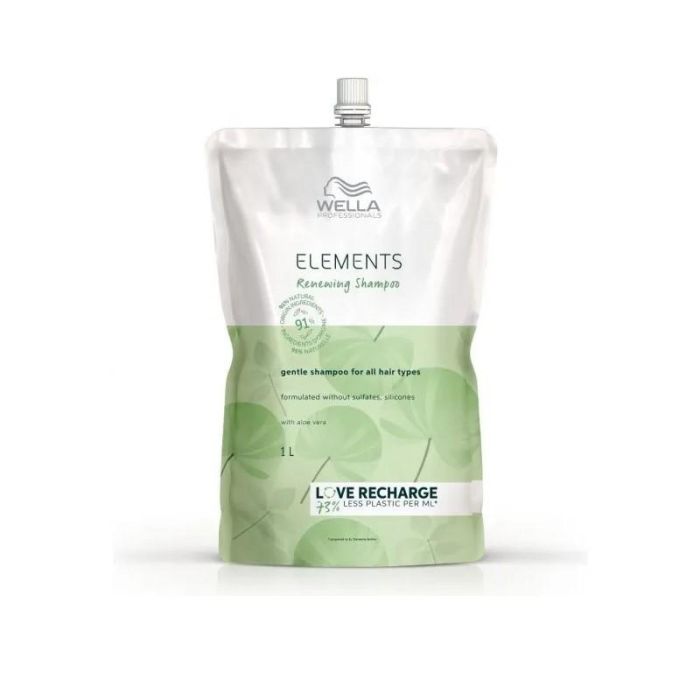 Wella Elements Renewing Shampoo Recambio 1000ml – 91% Ingredientes Naturales, Limpieza Suave para Todo Tipo de Cabello