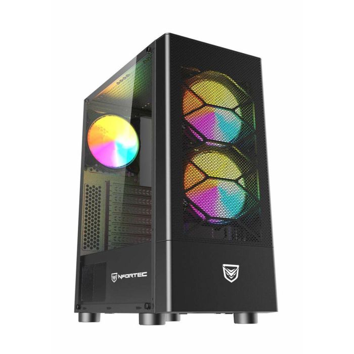 Nfortec Caja Gaming Cristal Templado Caelum Black Usb 3.0 Rgb. Negro