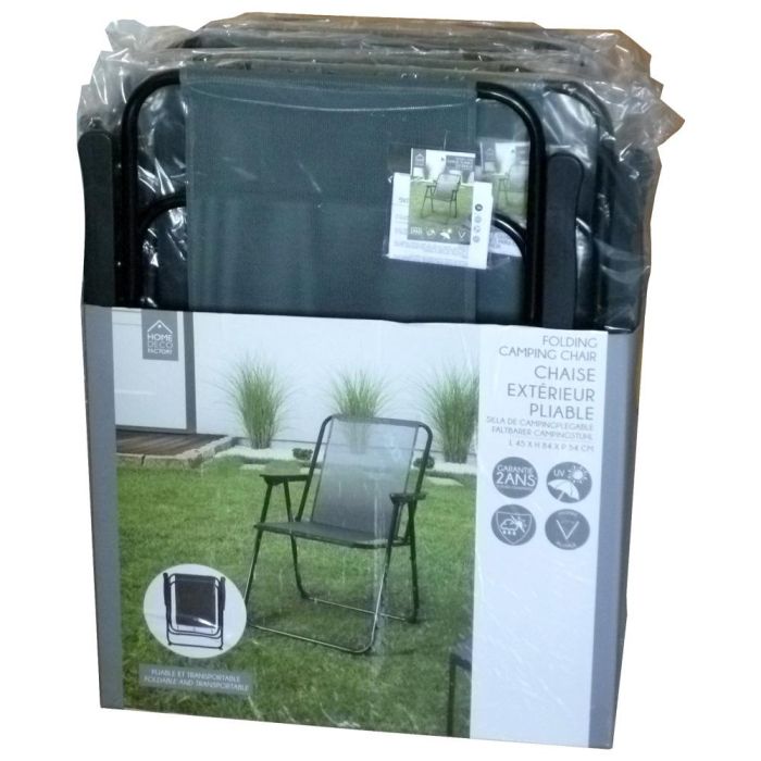 Home Deco Factory Silla Plegable Gris - Acero, Poliéster y Plástico PP, Ideal para Exteriores, Resiste Lluvia y Sol, Tratamiento UV, 45x54 cm; h.84 cm 3 Home Deco Factory Silla Plegable Gris - Acero, Poliéster y Plástico PP, Ideal para Exteriores, Resiste Lluvia y Sol, Tratamiento UV, 45x54 cm; h.84 cm 3