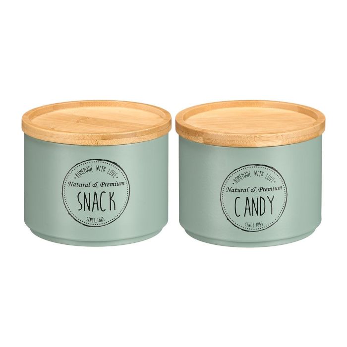 Tarro Apilable Tapa Bambu Surtidos Verde Menta Kinvara 12x10x12cm (Set de 12) 1 Tarro Apilable Tapa Bambu Surtidos Verde Menta Kinvara 12x10x12cm (Set de 12) 1